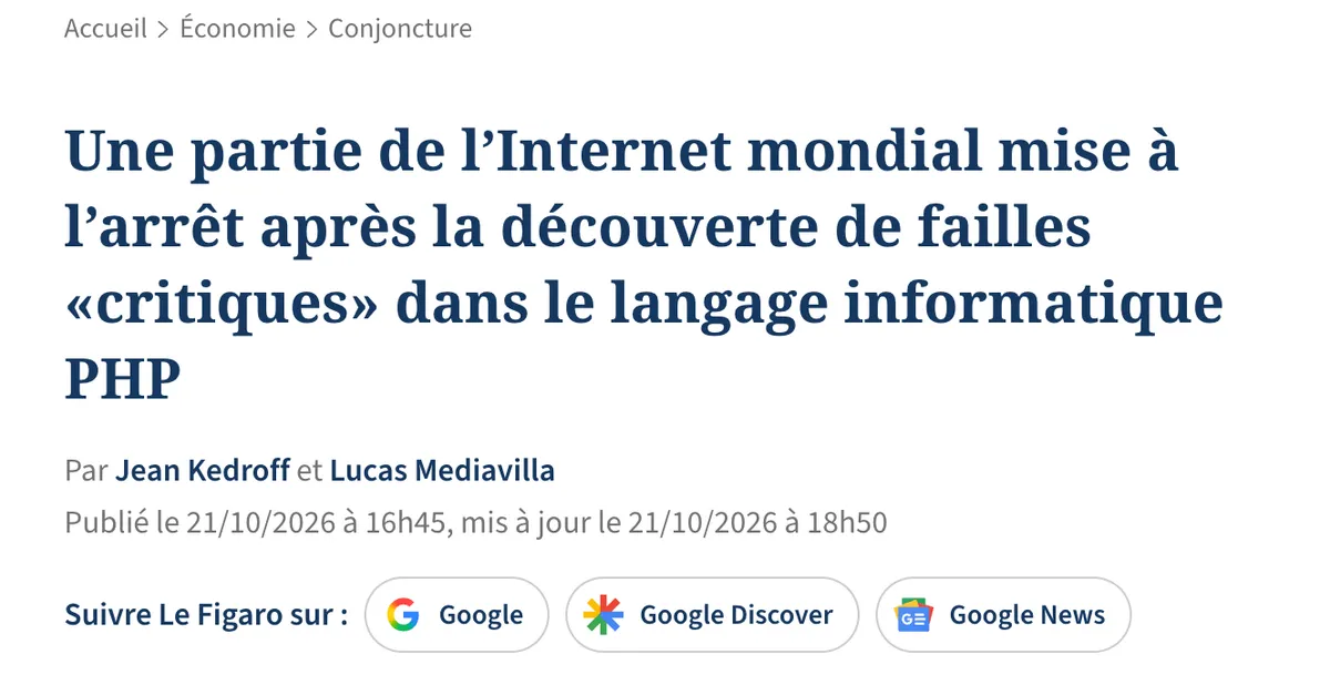 Article de Le Figaro sur la faille PHP