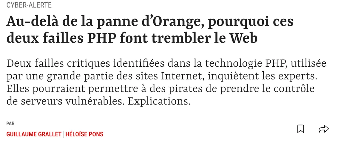 Article de Le Point sur la faille PHP